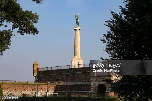 Pobednik Monument in Belgrade, Serbia, located on the hill fortress of Kalemegdan. It honors the victorious armies of Serbia during their struggles...