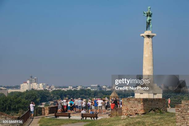 Pobednik Monument in Belgrade, Serbia, located on the hill fortress of Kalemegdan. It honors the victorious armies of Serbia during their struggles...