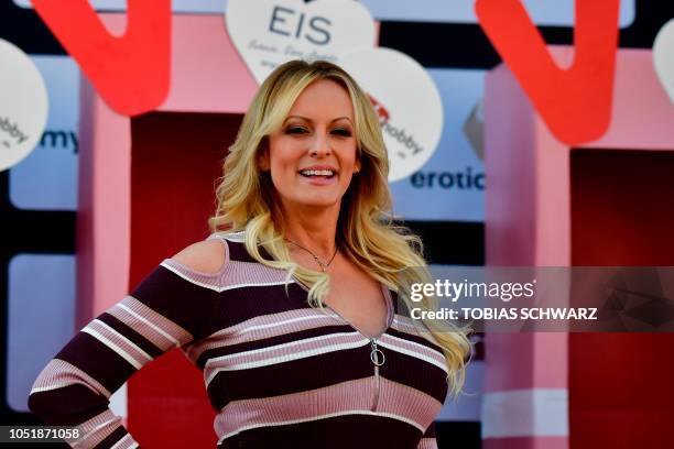 Stormy Daniels, the porn star who claims to have slept with US President Donald Trump over a decade ago, opens Berlin erotic fair "Venus" in Berlin...