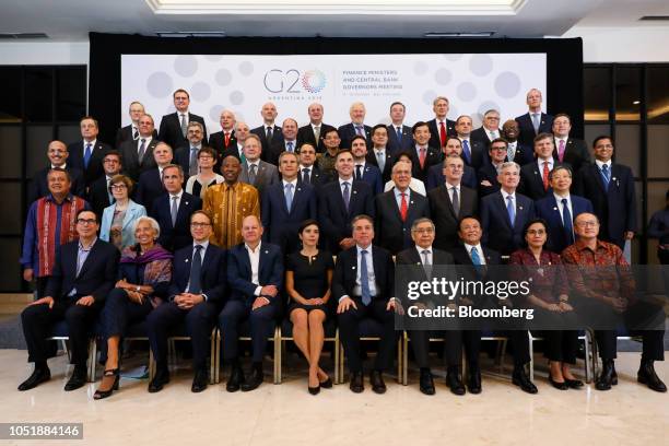 Finance ministers and central bankers pose the family photo session during the G-20 finance ministers and central bankers meetings on the sidelines...