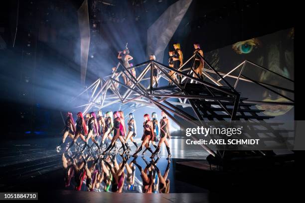 Dancers perform during a rehearsal for the upcoming revue show by author and director Krista Monson "VIVID - Grand Show" at the Friedrichstadt Palast...