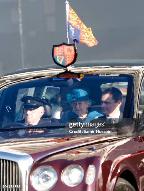 Queen Elizabeth II attends the ceremony to name Cunard's new cruise-liner Queen Elizabeth II in Southampton Docks on October 11, 2010 in Southampton,...