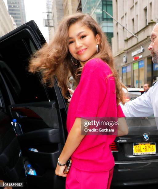 Zendaya in all pink on October 11, 2018 in New York City.