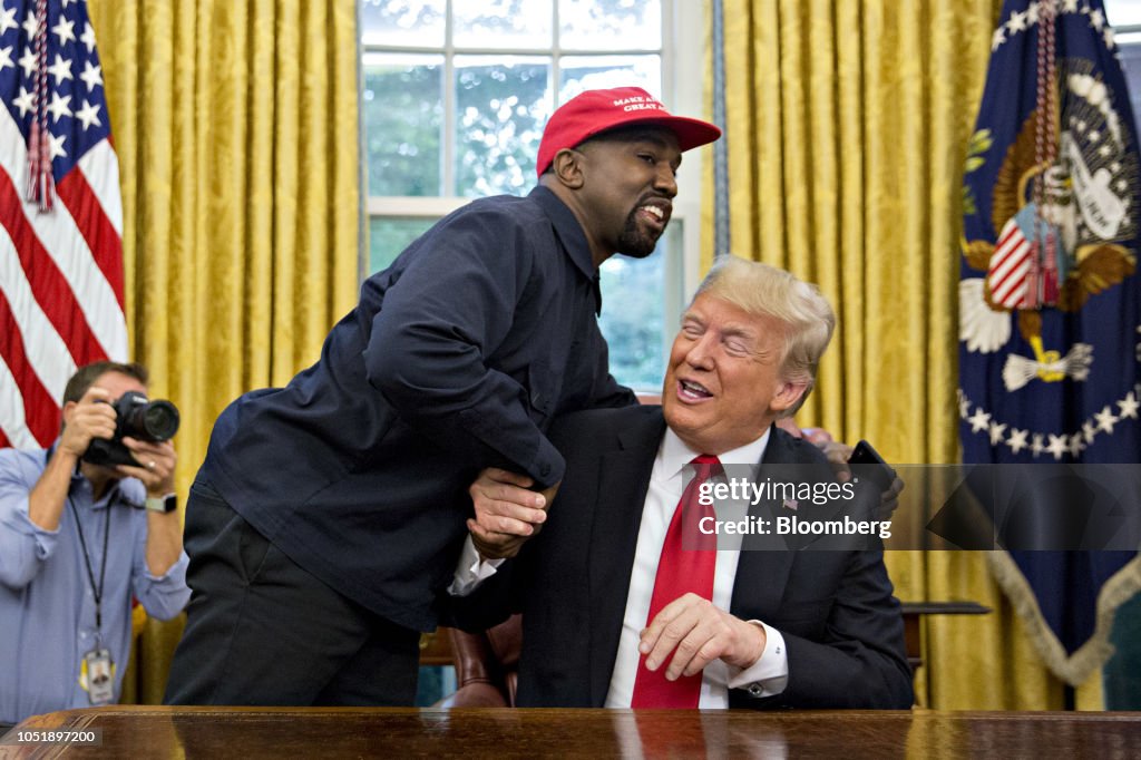 Kanye West Meets President Trump In The Oval Office Of The White House