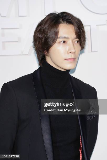 Donghae of South Korean boy band Super Junior attends the photocall for the TOM FORD Beauty on October 11, 2018 in Seoul, South Korea.