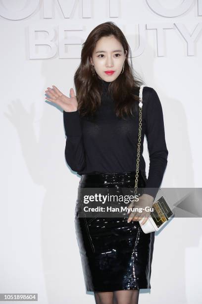 Eunjung of South Korean girl group T-ara attends the photocall for the TOM FORD Beauty on October 11, 2018 in Seoul, South Korea.