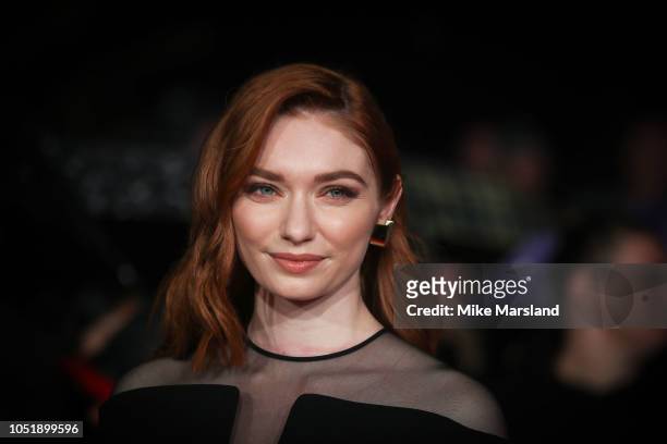 Eleanor Tomlinson attends the UK Premiere of "Colette" and BFI Patrons gala during the 62nd BFI London Film Festival on October 11, 2018 in London,...