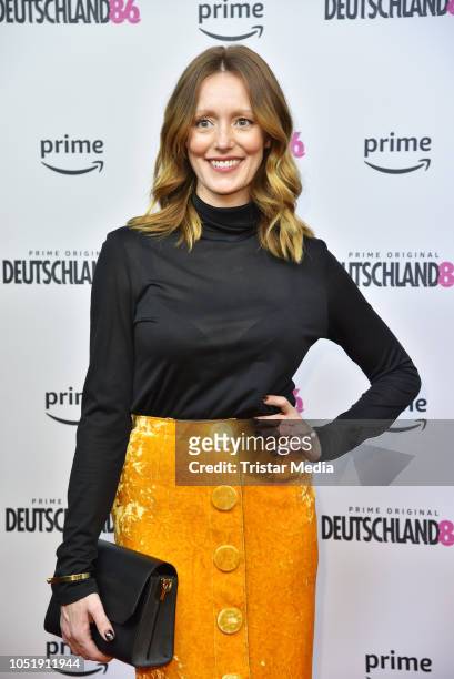Lavinia Wilson attends the premiere for the film 'Deutschland86' at Kino International on October 11, 2018 in Berlin, Germany.
