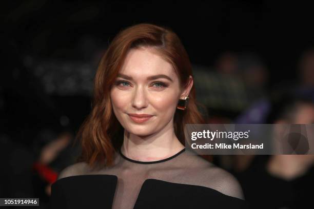 Eleanor Tomlinson attends the UK Premiere of "Colette" and BFI Patrons gala during the 62nd BFI London Film Festival on October 11, 2018 in London,...