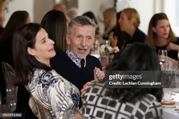 Simon Doonan talks with Amy McKnight and Monique Pean during a celebration in support of UCSF Benioff Children's Hospital at Freds at Barneys New...