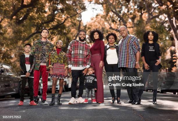 Walt Disney Television via Getty Images's "black-ish" stars Miles Brown as Jack Johnson, Marcus Scribner as Andre Johnson, Jr., Marsai Martin as...