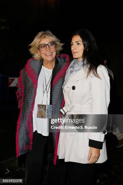 Alda Fendi and Virginia Raggi attend Fondazione Alda Fendi Esperimenti - Jean Nouvel - Rhinoceros on October 11, 2018 in Rome, Italy.