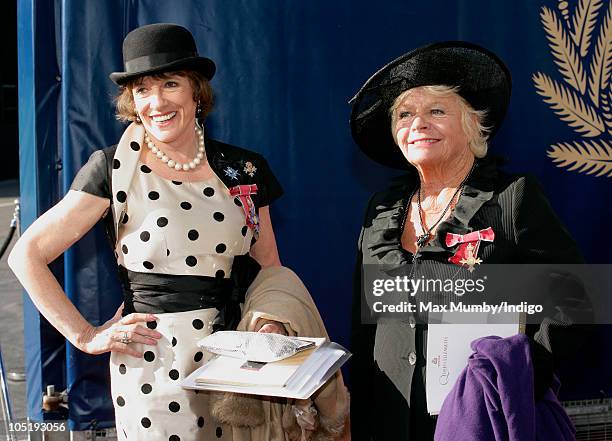 Esther Rantzen and Judith Chalmers attend the naming ceremony of Cunard's new crusie liner 'Queen Elizabeth' at Southampton Docks on October 11, 2010...