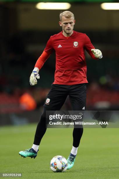 Adam Davies of Wales during the International Friendly match between Wales and Spain on October 11, 2018 in Cardiff, United Kingdom.