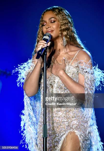 Beyonce performs onstage during the City of Hope Spirit of Life Gala 2018 at Barker Hangar on October 11, 2018 in Santa Monica, California.