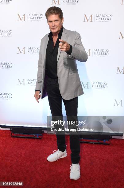 Actor David Hasselhoff attends the VIP Opening of Maddox Gallery Exhibition "Best Of British" at Maddox Gallery on October 11, 2018 in Los Angeles,...