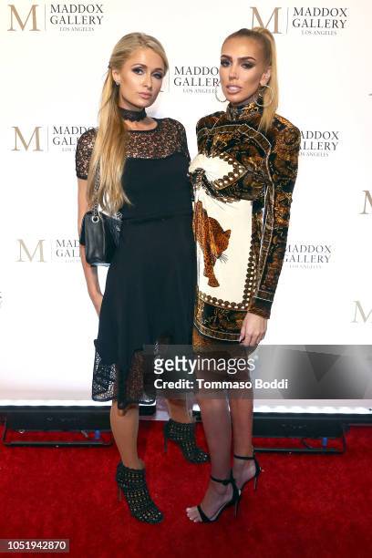 Paris Hilton and Petra Ecclestone attend the Grand Opening Maddox Gallery Los Angeles on October 11, 2018 in West Hollywood, California.