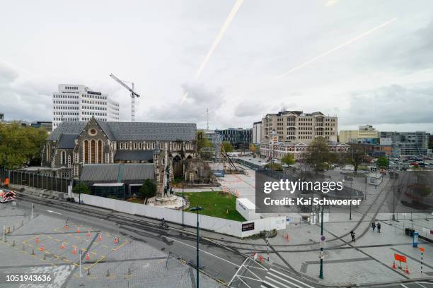 General view of ChristChurch Cathedral as seen from Turanga during the official opening of the new Christchurch central library, Turanga, on October...