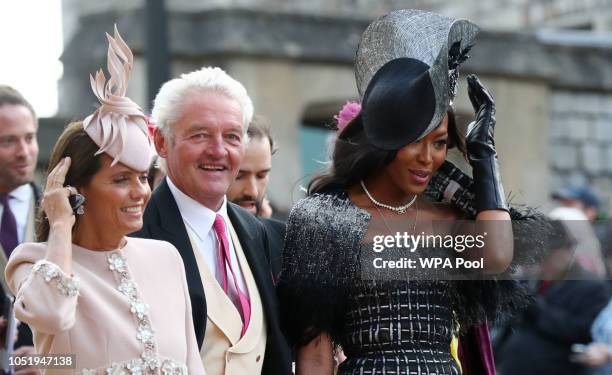 Debbie von Bismarck and Naomi Campbell arrive ahead of the wedding of Princess Eugenie of York to Jack Brooksbank at Windsor Castle on October 12,...