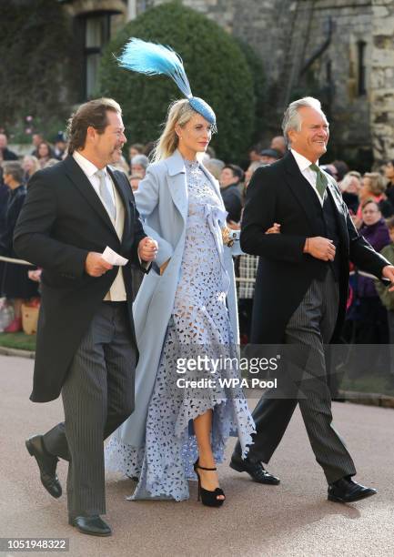 Poppy Delevingne and Charles Delevingne arrive ahead of the wedding of Princess Eugenie of York to Jack Brooksbank at Windsor Castle on October 12,...