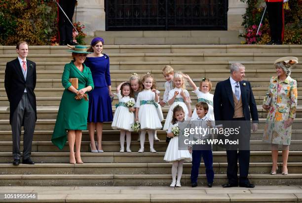 Best man Thomas Brooksbank, Sarah Ferguson, Princess Beatrice of York, bridesmaids and page boy, Prince Andrew, Duke of York, Thomas Brooksbank,...