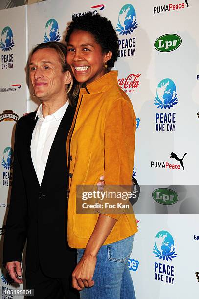Jeremy Gilley of 'Peace One Day' and singer Ayo attend the press room at the Peace One Day celebration at the Zenith de Paris on September 17, 2010...