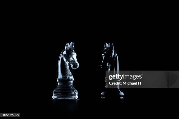 white knight and black knight - chess piece stock pictures, royalty-free photos & images