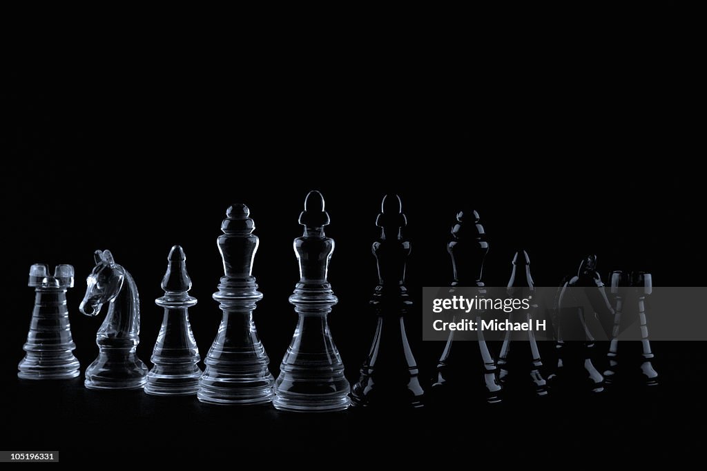 Enemy's chess pieces form the line together 
