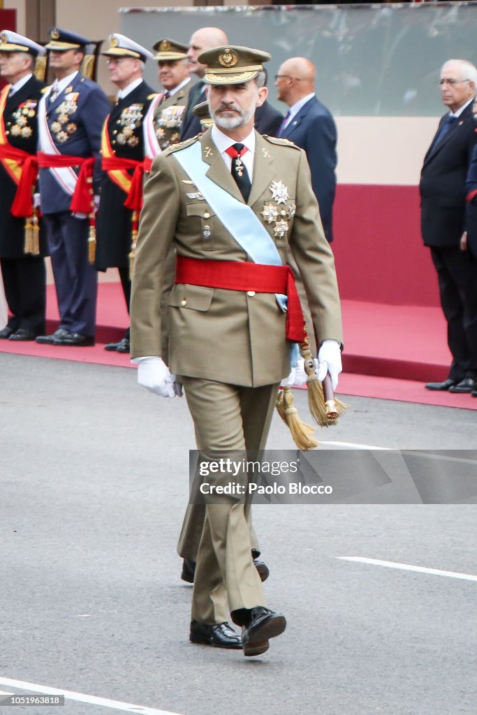Spanish Royals Attend The National Day Military Parade
