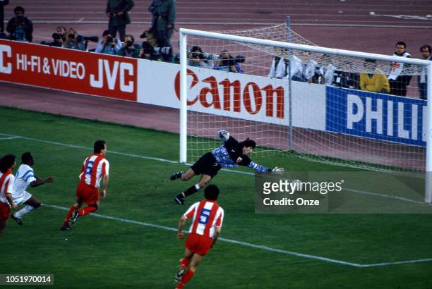Stevan Stojanovic of Red Star Belgrade, goalkeeper, during the final of the champions clubs cup between Olympique Marseille and Crvena Zvezda...