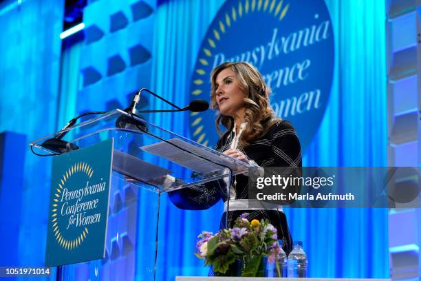 Chief Administration Officer,Beneficial Bank and Board Member Joanne Ryder speaks on stage during Pennsylvania Conference for Women 2018 at...