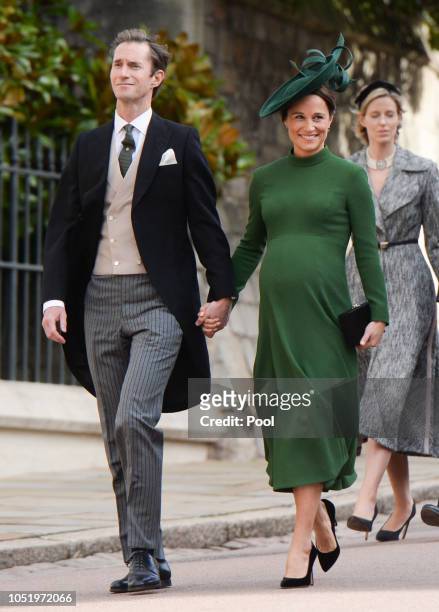 James Matthews and Pippa Middleton attend the wedding of Princess Eugenie of York and Jack Brooksbank at St George's Chapel in Windsor Castle on...