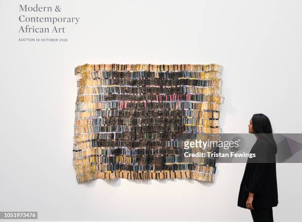 El Anatsuis Tagomizor on view at Sotheby's on October 12, 2018 in London, England. To be sold as part of Sothebys Modern and Contemporary African Art...