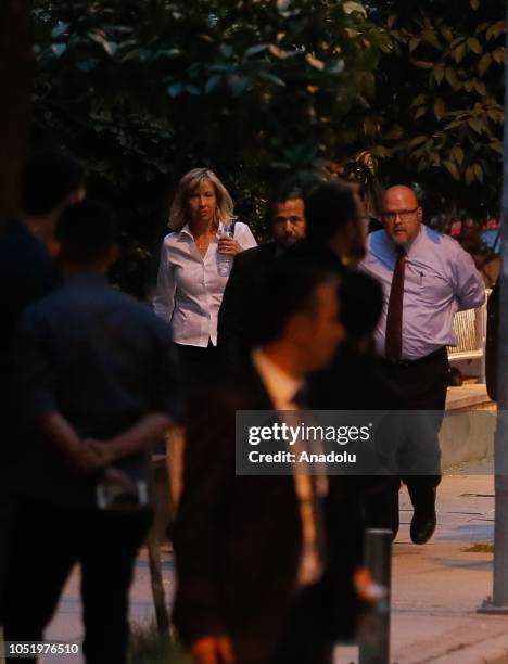 The U.S. Embassy Charge d'Affaires in capital Ankara, Jeffrey Hovenier and Norine Brunson , wife of US pastor Andrew Brunson arrive at Brunson's...