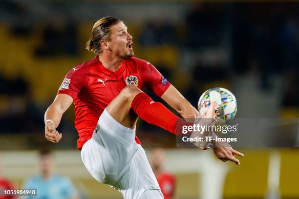 Sebastian Proedl of Austria controls the ball during the UEFA Nations League B group three match between Austria and Northern Ireland at...