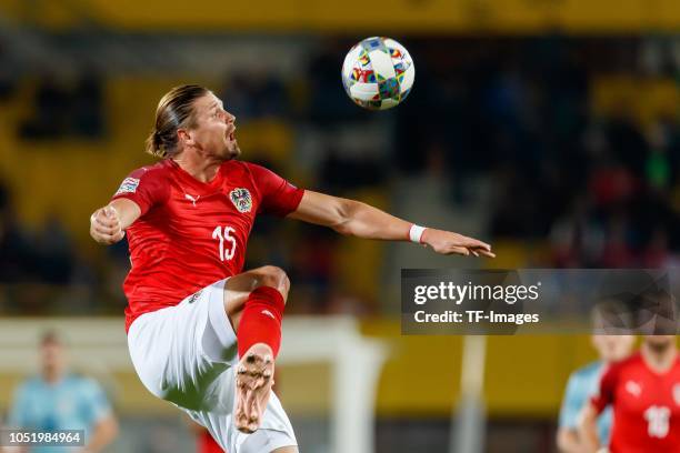 Sebastian Proedl of Austria controls the ball during the UEFA Nations League B group three match between Austria and Northern Ireland at...