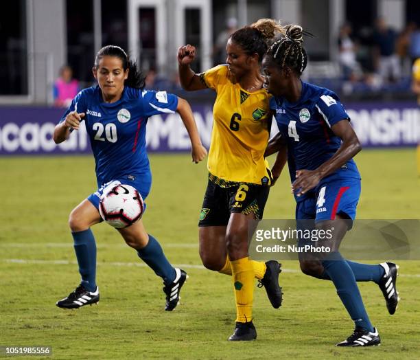 Edinburg, NC 2018 L-R Laura Moreno Marquez of Cuba, Christina Chang of Jamaica and Jessica Pupo Alvarez of Cuba During CONCACAF Women's Championship...