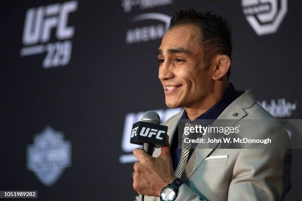 Tony Ferguson during press conference after Lightweight fight at T-Mobile Arena. Las Vegas, NV 10/6/2018 CREDIT: John W. McDonough