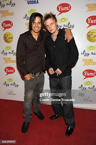 Ricardo Laguna and Kane "Insane" Friesen attend World Hunger Relief Fundraiser for UN World Food Program at Eve Nightclub on October 11, 2010 in Las...