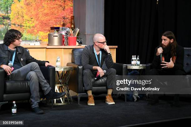 JoeBot Zadeh, Brooks Reitz and Michael Lastoria speak on stage at the Food Network & Cooking Channel New York City Wine & Food Festival presented by...