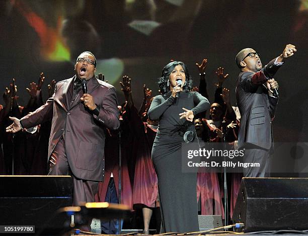 Gospel recording artists Marvin Sapp, CeCe Winans and Donald Lawrence perform at Verizon's How Sweet the Sound at Staples Center on October 11, 2010...