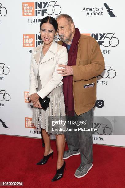 Nahal Tajadod and Jean-Claude Carriere attend the "At Eternity's Gate" premiere during the 56th New York Film Festival at Alice Tully Hall, Lincoln...