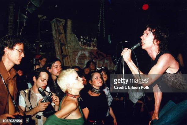 American rock vocalist Stiv Bators , of the group the Dead Boys, performs onstage at the CBGBs nightclub, New York, New York, 1978. Among those...