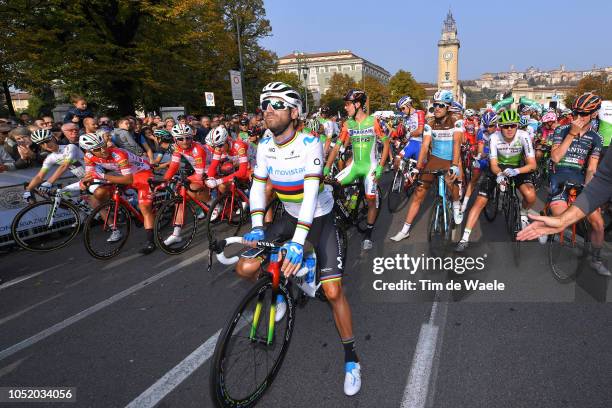 Start / Alejandro Valverde of Spain and Movistar Team / Peloton / during the 112th Il Lombardia 2018 a 241km race from Bergamo to Como / IL / on...