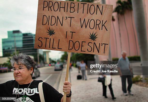 Karen Goldstein attends a rally for Florida Attorney General candidate, Jim Lewis, who is running on a platform of legalizing marijuana on October...