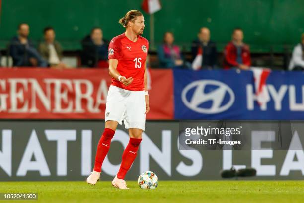 Sebastian Proedl of Austria controls the ball during the UEFA Nations League B group three match between Austria and Northern Ireland at...