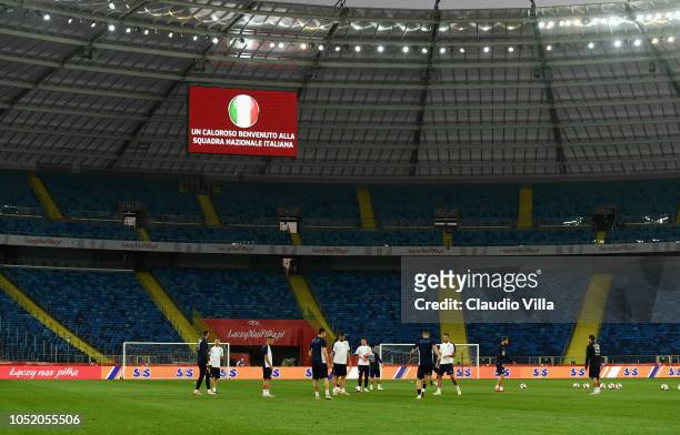 General view during a Italy training session at Silesian Stadium on October 13, 2018 in Chorzow, Poland.