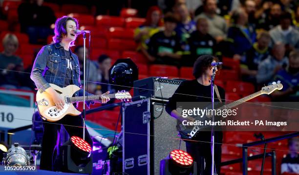 Tom Ogden of Blossoms performs ahead of the Betfred Super League Grand Final at Old Trafford, Manchester.