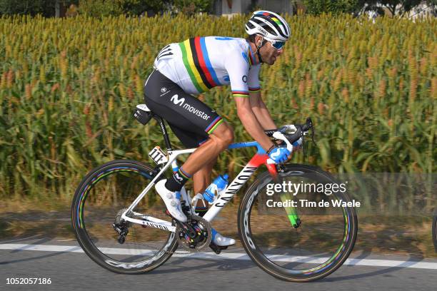 Alejandro Valverde of Spain and Movistar Team / during the 112th Il Lombardia 2018 a 241km race from Bergamo to Como / IL / on October 13, 2018 in...