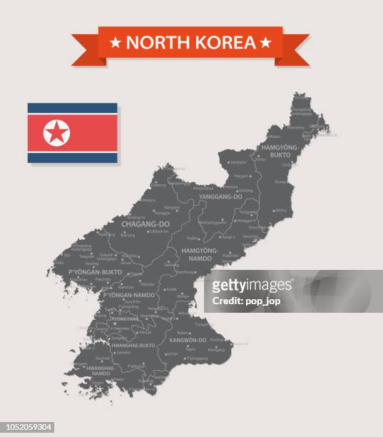 map of north korea - vintage vector - 38 north stock illustrations